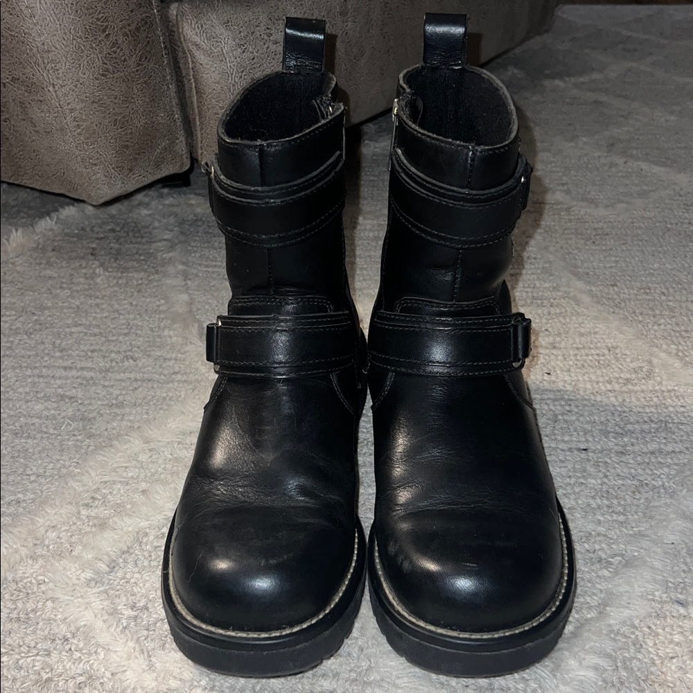 HARLEY-DAVIDSON 🏍️ 9” BLACK LEATHER MOTO BIKER MOTORCYCLE ZIP-UP RIDING BOOTS 10 - Picture 2 of 14